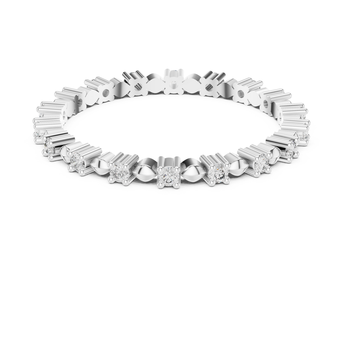 Station Moissanite Eternity Band in white 925 sterling silver, view 4