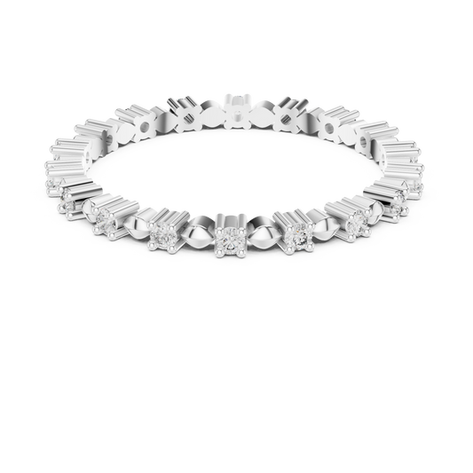 Station Moissanite Eternity Band in white 925 sterling silver, view 4