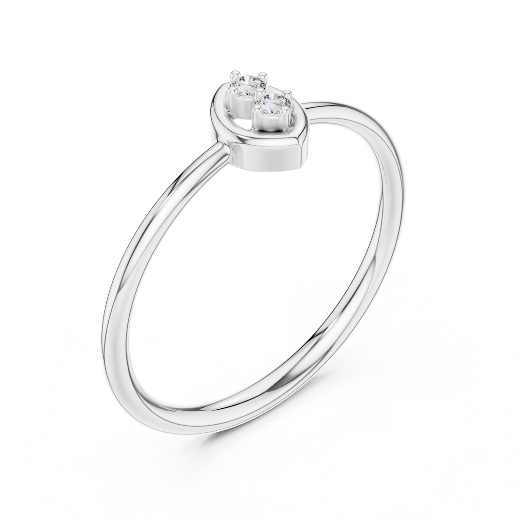 Duo Marquise Frame Moissanite Ring in white 925 sterling silver, view 2