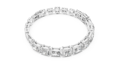 Radiant and Asscher Station Moissanite Link Bracelet in white 925 sterling silver, view 3