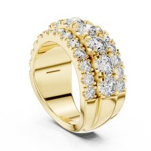Wide Three Row Moissanite Statement Band in yellow 925 sterling silver, view 1