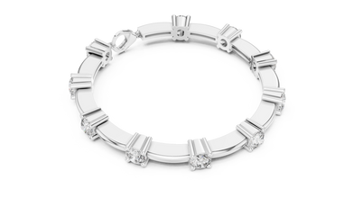 Round Moissanite Station Bar Bracelet in white 925 sterling silver, view 3