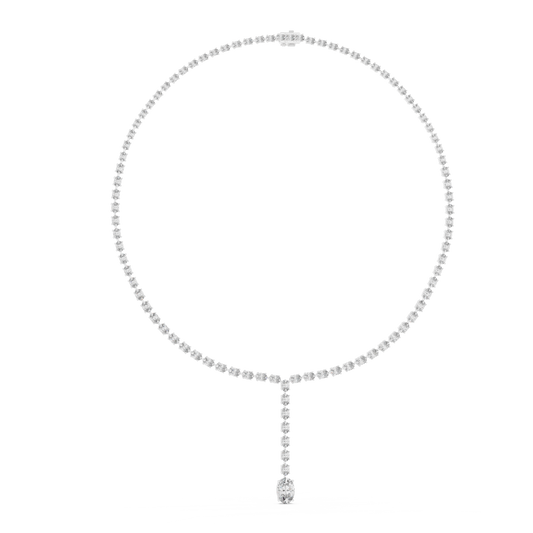 Graduated Oval Y Necklace in white 925 sterling silver, view 1