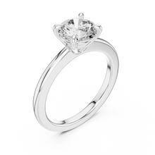 Round Solitaire Moissanite Engagement Ring in white 925 sterling silver, view 2
