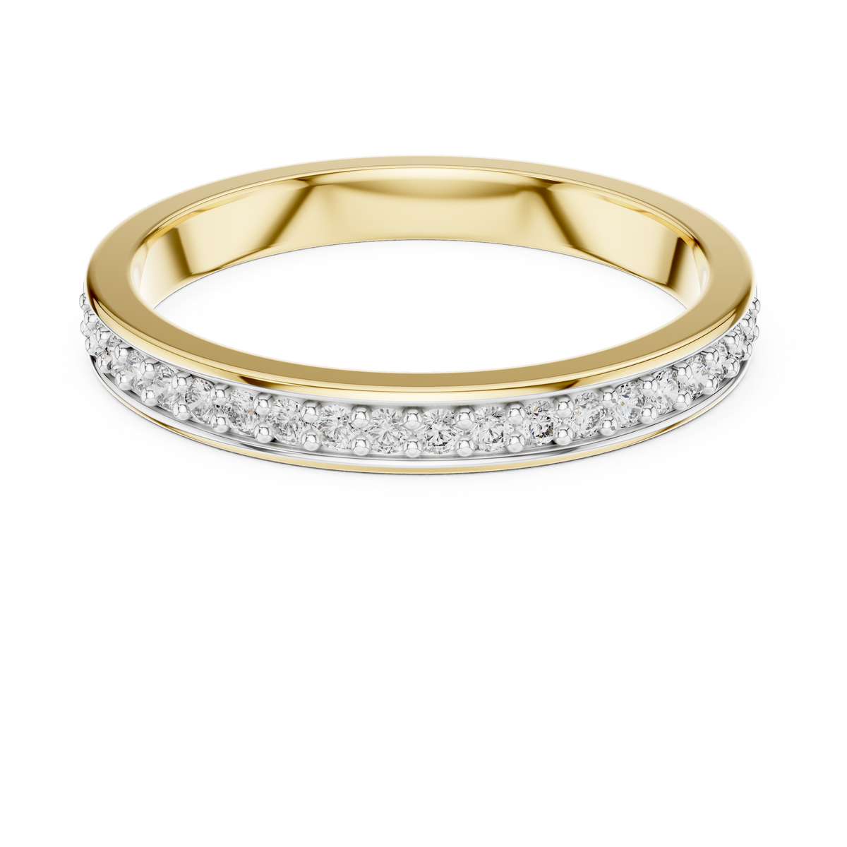 Pavé Moissanite Half Eternity Band in yellow 925 sterling silver, view 4