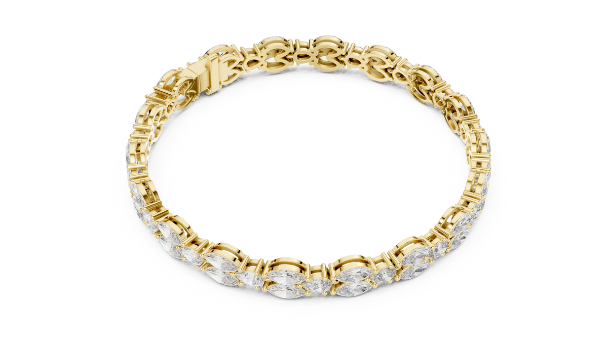 Marquise and Pear Moissanite Tennis Bracelet in yellow 925 sterling silver, view 3
