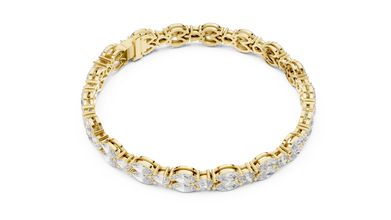 Marquise and Pear Moissanite Tennis Bracelet in yellow 925 sterling silver, view 3