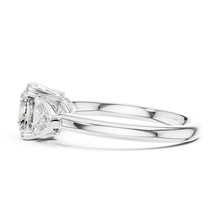 Cushion and Trillion Three Stone Moissanite Ring, Large Side Stones in white 925 sterling silver, view 3
