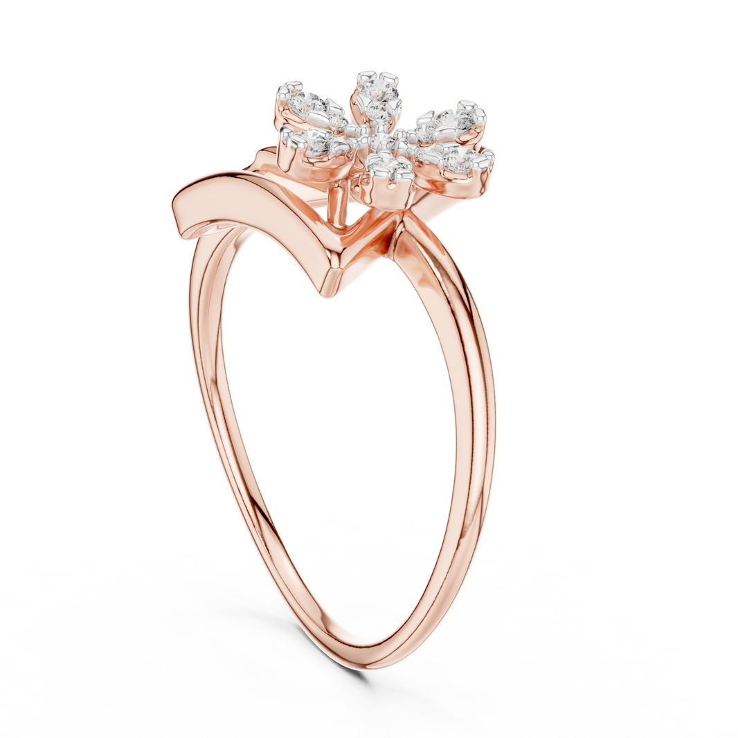 Open Triangle Flower Moissanite Ring in rose 925 sterling silver, view 1