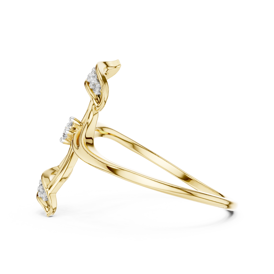 Pinwheel Bypass Moissanite Ring in yellow 925 sterling silver, view 3
