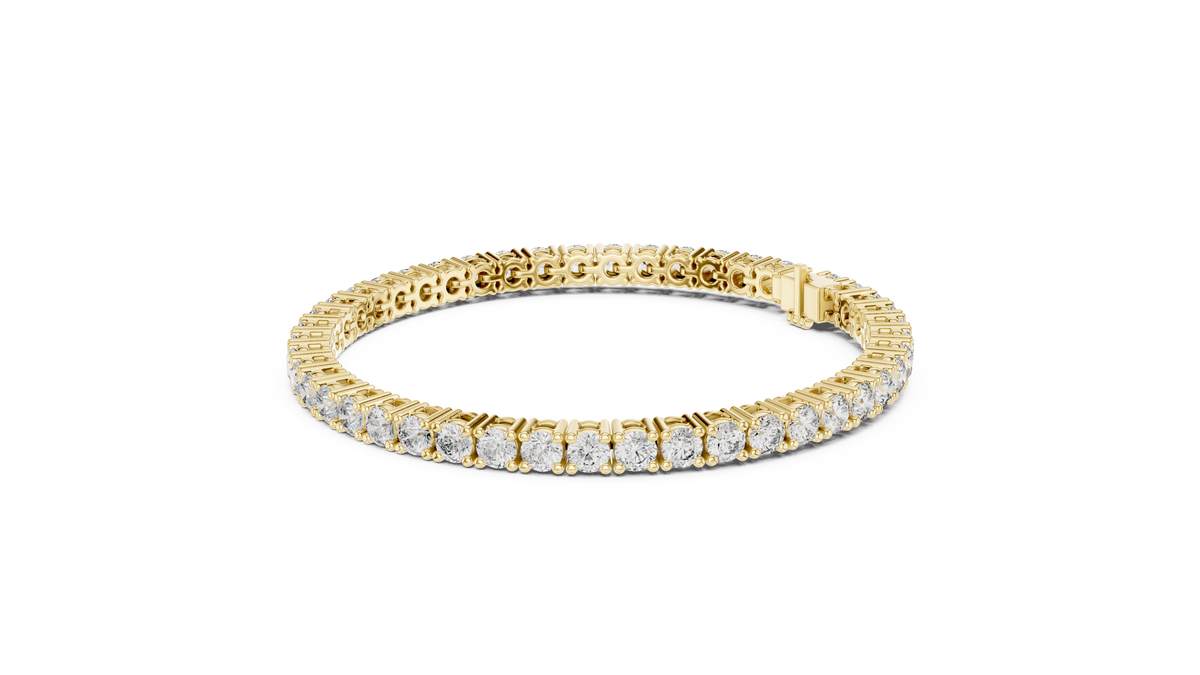 3.5 mm Round Moissanite Tennis Bracelet in yellow 925 sterling silver, view 2