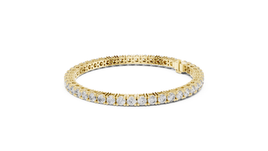 3.5 mm Round Moissanite Tennis Bracelet in yellow 925 sterling silver, view 2