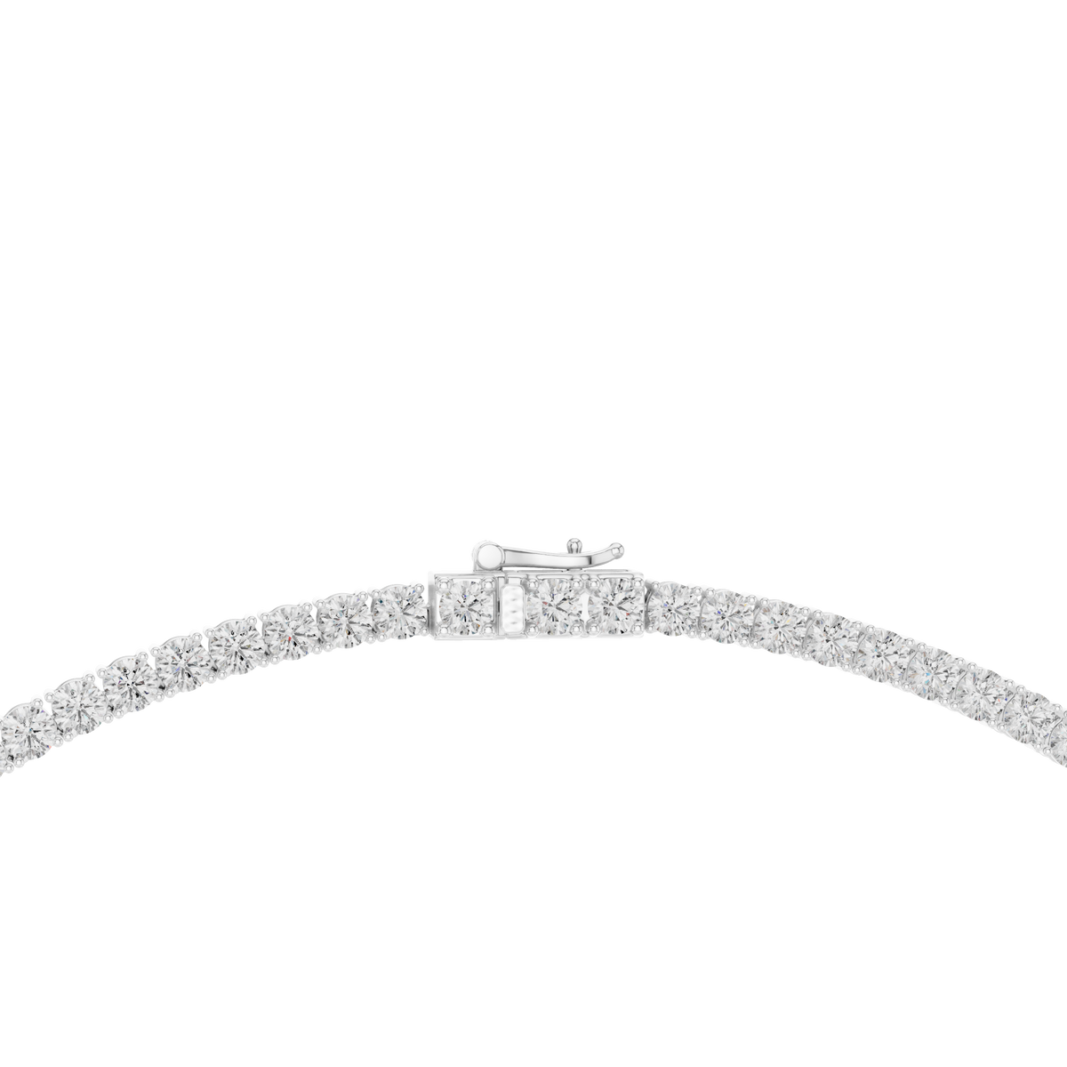4mm Round Tennis Necklace in white 925 sterling silver, view 4