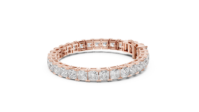 Princess Cut Moissanite Tennis Bracelet in rose 925 sterling silver, view 2