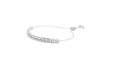 Round Moissanite Bolo Slider Bracelet in white 925 sterling silver, view 2