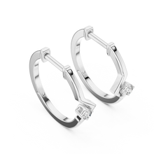 Moissanite V huggie hoop earrings in white 925 sterling silver, view 2