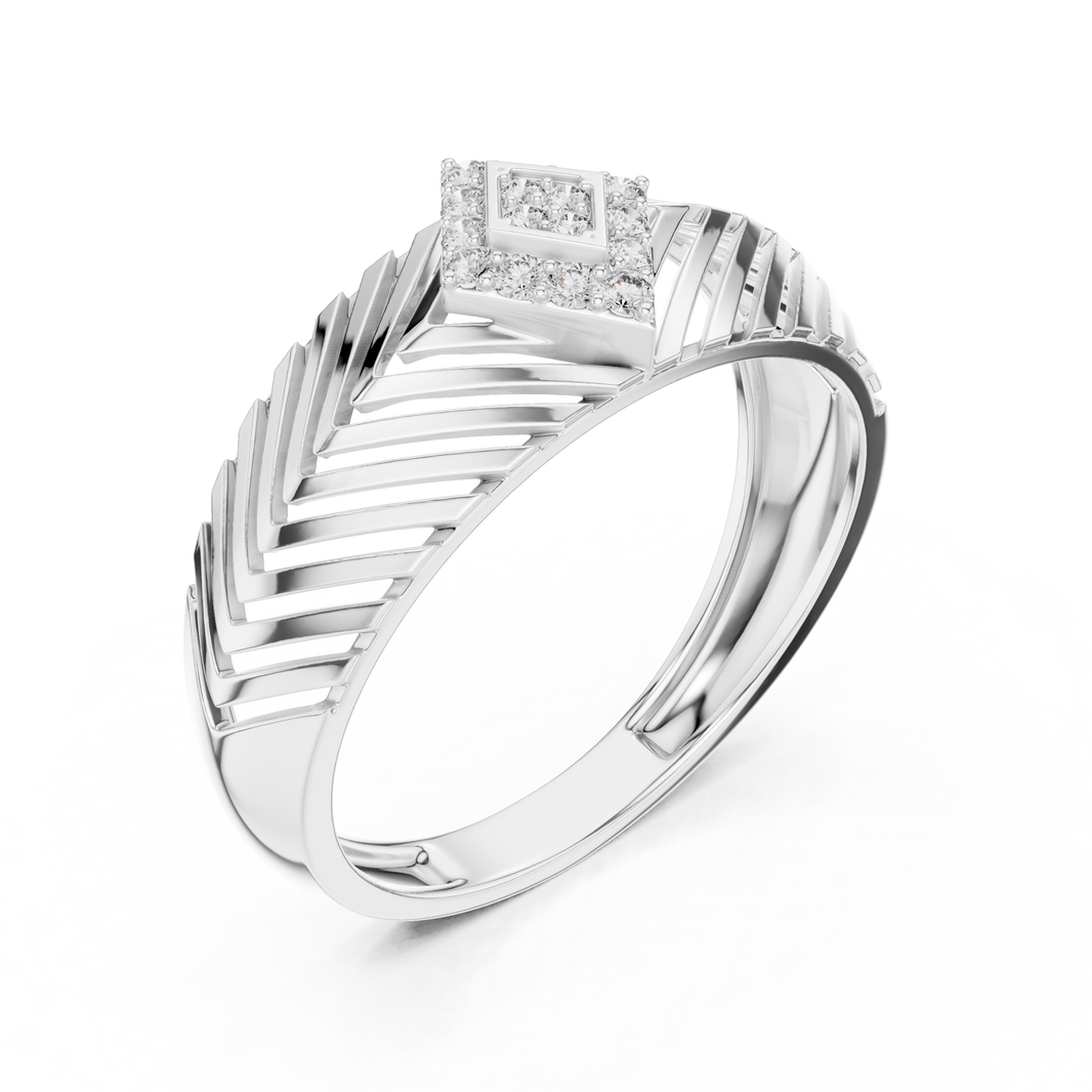 Chevron Rhombus Cluster Moissanite Ring in white 925 sterling silver, view 2