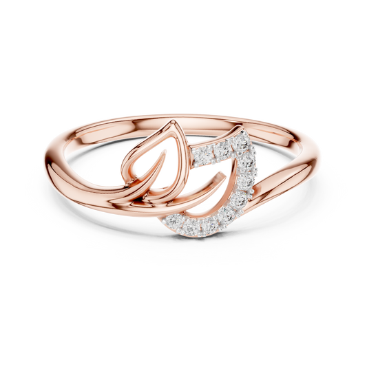 Open Leaf and Crescent Moissanite Ring in rose 925 sterling silver, view 4