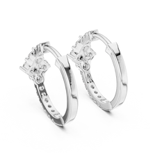 Moissanite cluster huggie hoop earrings in white 925 sterling silver, view 3
