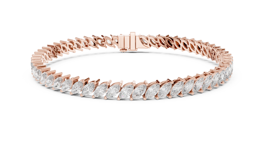 Marquise Moissanite Tennis Bracelet in rose 925 sterling silver, view 1