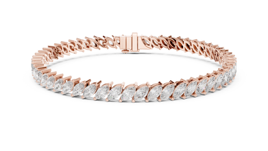 Marquise Moissanite Tennis Bracelet in rose 925 sterling silver, view 1