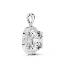 Large Round Halo Moissanite Pendant in white 925 sterling silver, view 3