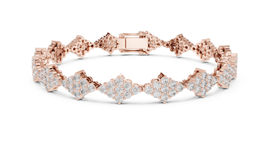 Diamond Shape Cluster Moissanite Bracelet in rose 925 sterling silver, view 1