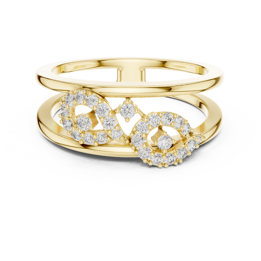 Pavé Infinity Loop Double Band Moissanite Ring in yellow 925 sterling silver, view 4