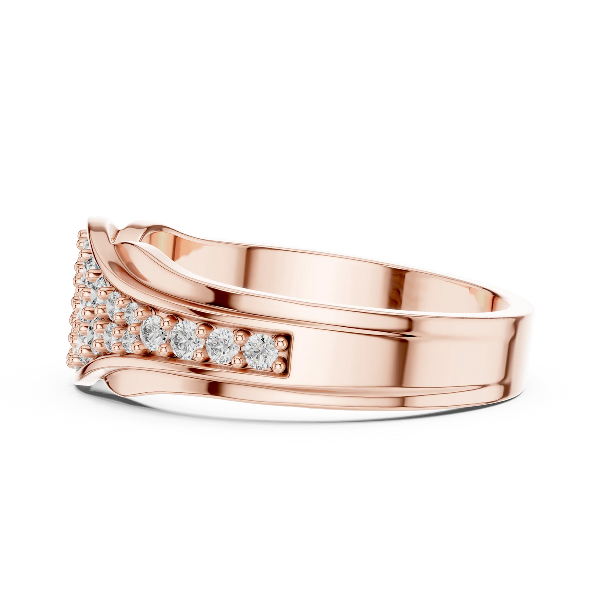 Pavé Crossover Moissanite Band in rose 925 sterling silver, view 3
