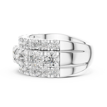 Wide Three Row Moissanite Statement Band in white 925 sterling silver, view 3