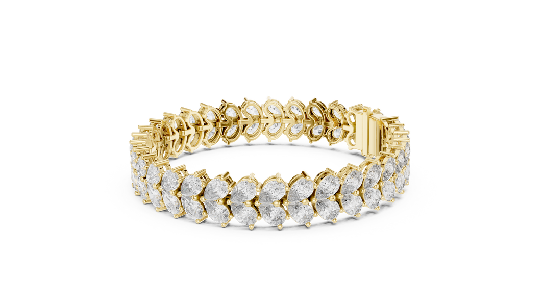 Pear Cluster Moissanite Statement Bracelet in yellow 925 sterling silver, view 2