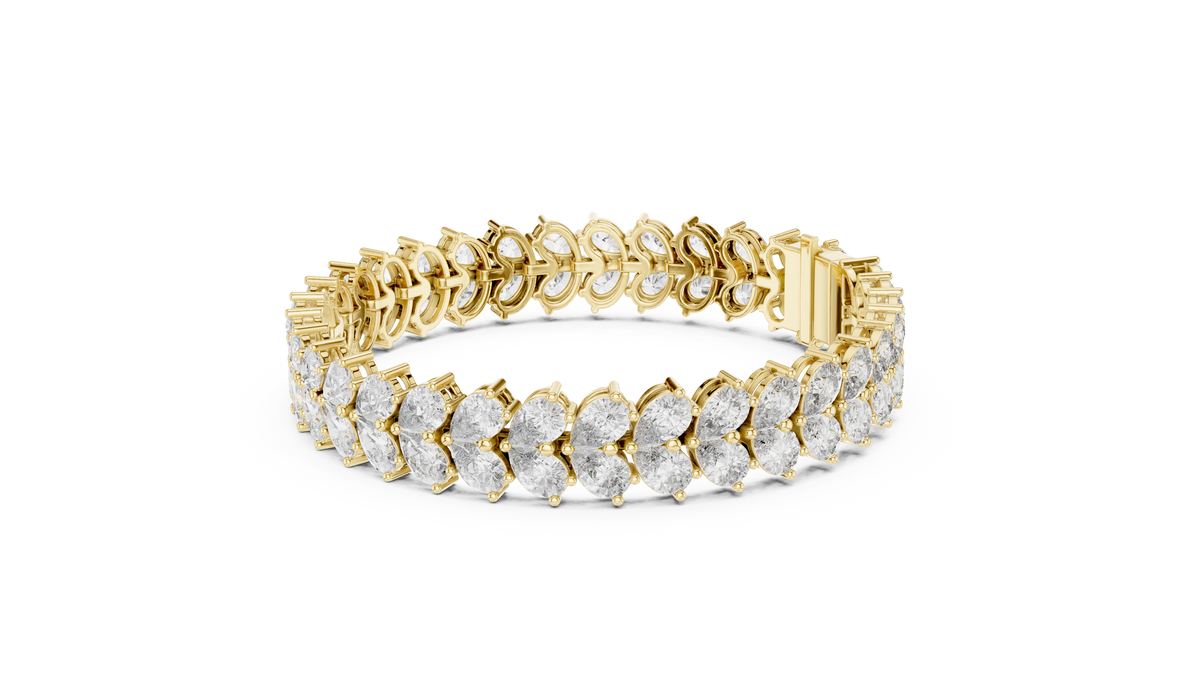 Pear Cluster Moissanite Statement Bracelet in yellow 925 sterling silver, view 2