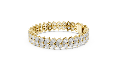 Pear Cluster Moissanite Statement Bracelet in yellow 925 sterling silver, view 2