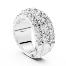 Wide Three Row Moissanite Statement Band in white 925 sterling silver, view 1