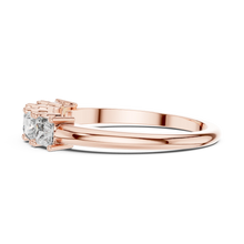 Five Stone Princess Cut Moissanite Band in rose 925 sterling silver, view 3