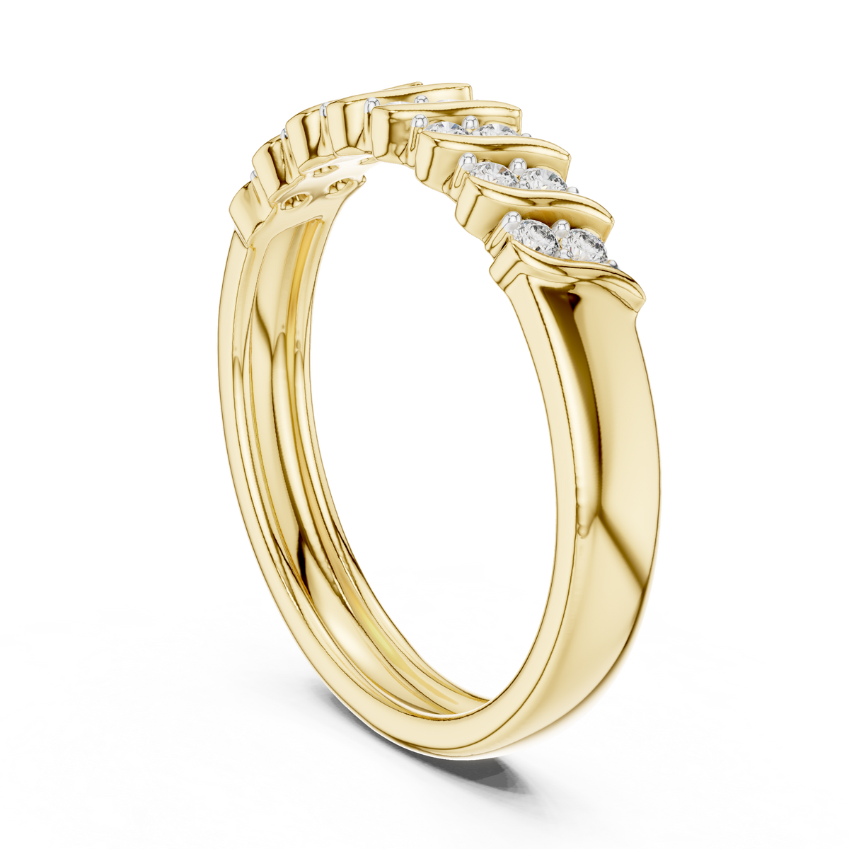Twisted Link Moissanite Band in yellow 925 sterling silver, view 1