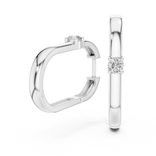 Moissanite solitaire oval hoop earrings in white 925 sterling silver, view 1