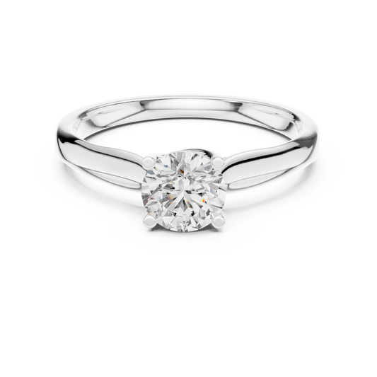Round Low Set Moissanite Solitaire Ring in white 925 sterling silver, view 4