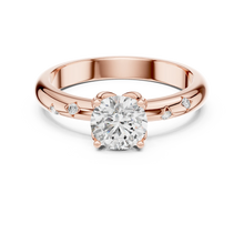 Round Solitaire Moissanite Ring with Bezel Accents in rose 925 sterling silver, view 4