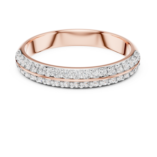 Double Row Pavé Moissanite Half Eternity Band in rose 925 sterling silver, view 4