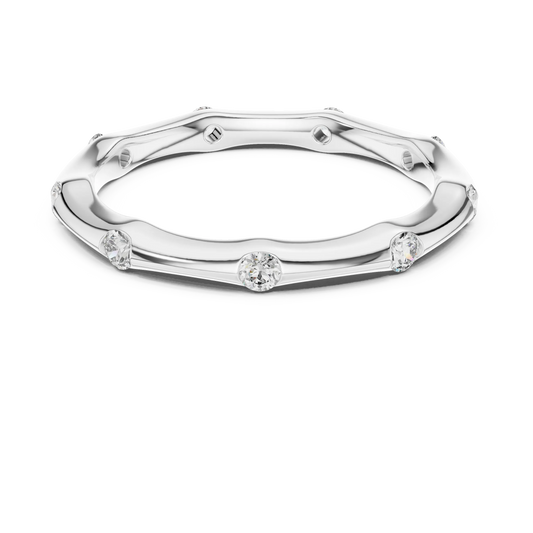 Bezel Station Moissanite Band in white 925 sterling silver, view 4