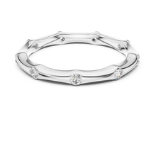 Bezel Station Moissanite Band in white 925 sterling silver, view 4