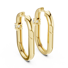 Moissanite solitaire oval hoop earrings in yellow 925 sterling silver, view 3