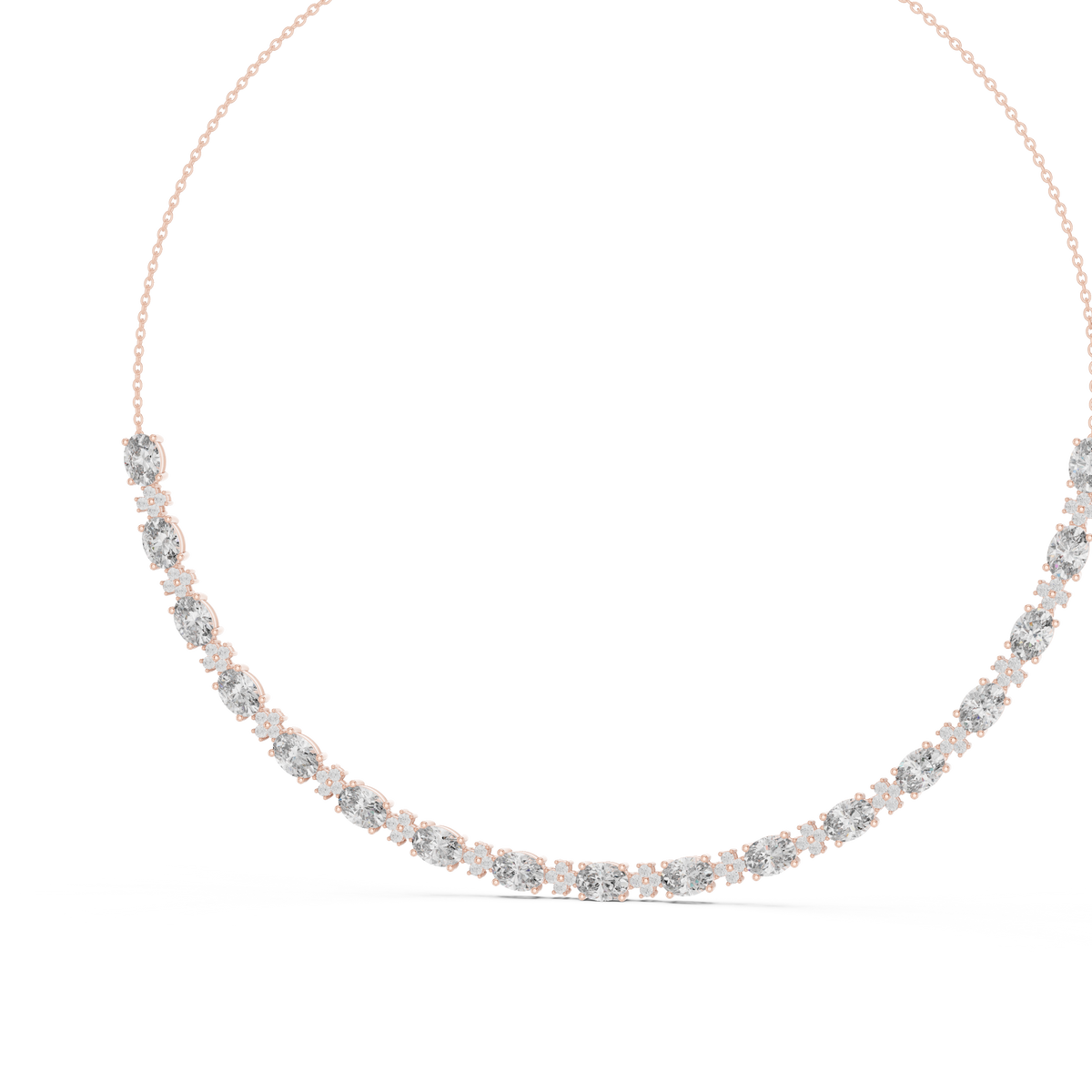 Oval Station Necklace in rose 925 sterling silver, view 2