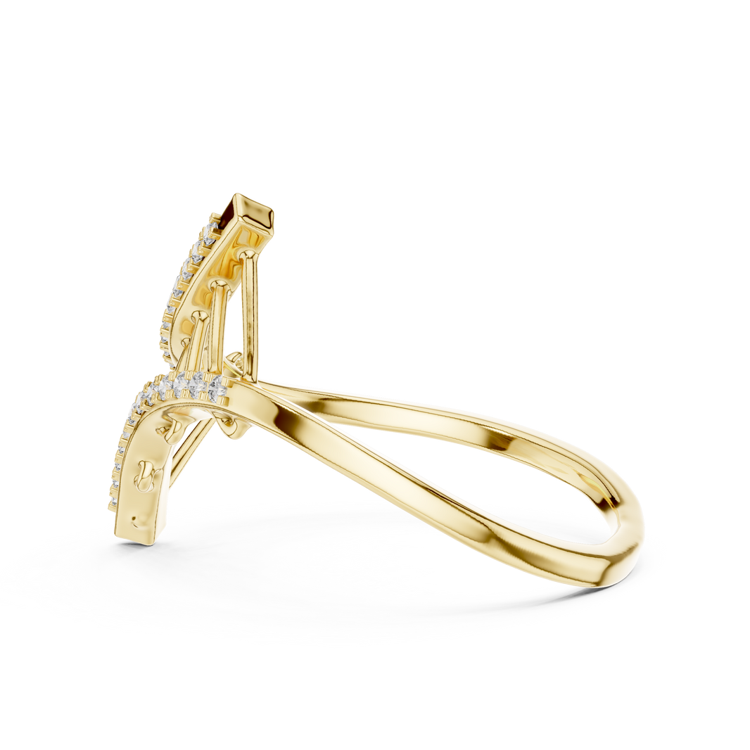 Ladder Crossover Moissanite Ring in yellow 925 sterling silver, view 3