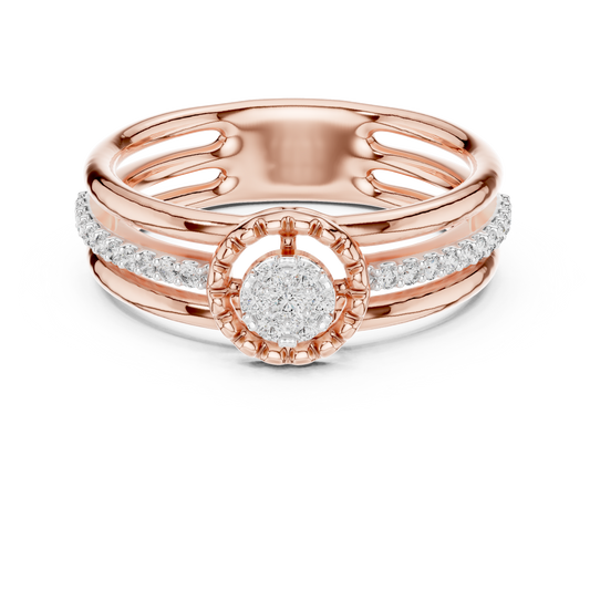 Triple Row Cluster Moissanite Ring in rose 925 sterling silver, view 4