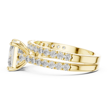 Princess Cut Moissanite Double Pavé Band Ring in yellow 925 sterling silver, view 3