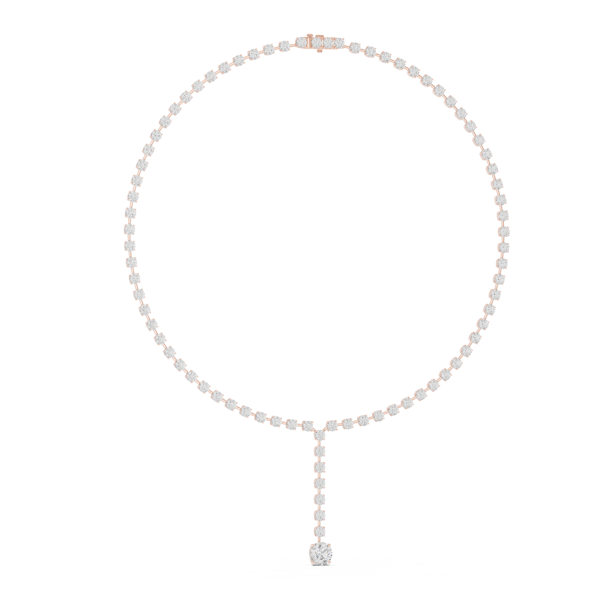Round Tennis Y Necklace with Round Drop in rose 925 sterling silver, view 1