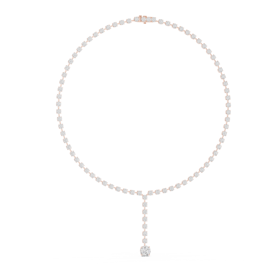 Round Tennis Y Necklace with Round Drop in rose 925 sterling silver, view 1
