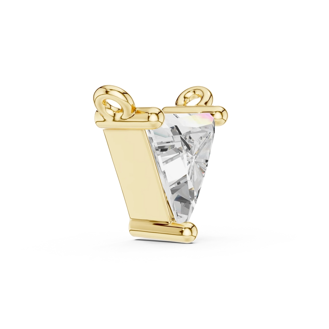 Trillion Moissanite Solitaire Pendant in yellow 925 sterling silver, view 3